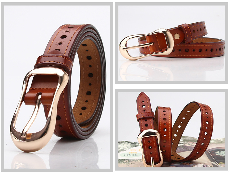 Simple Buckle Pure Cowhide Belt Wholesale display picture 2