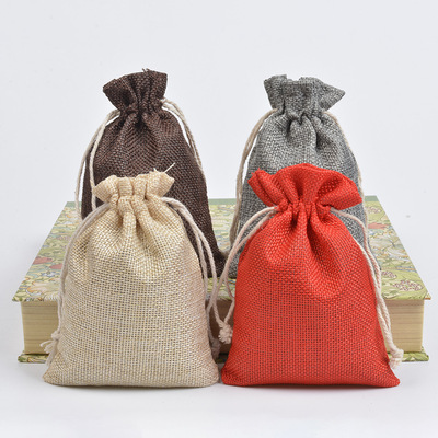 10*14 棉绳麻布袋 抽绳束口环保亚麻广告空白礼盒包装麻布香包袋|ru