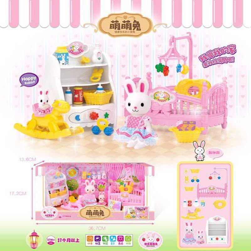 爆款萌萌兔仿真玩具兒童場景過家家親子互動男女孩家居玩具套裝