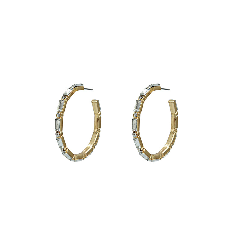 C-shaped Earrings Female Metal Texture Luxury Crystal display picture 9