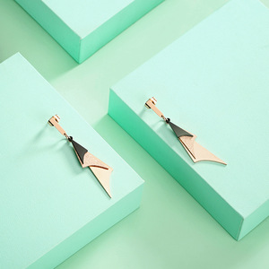 2020冬季新款长三角耳坠18k金 女生钛钢小饰品 长款耳环跨境