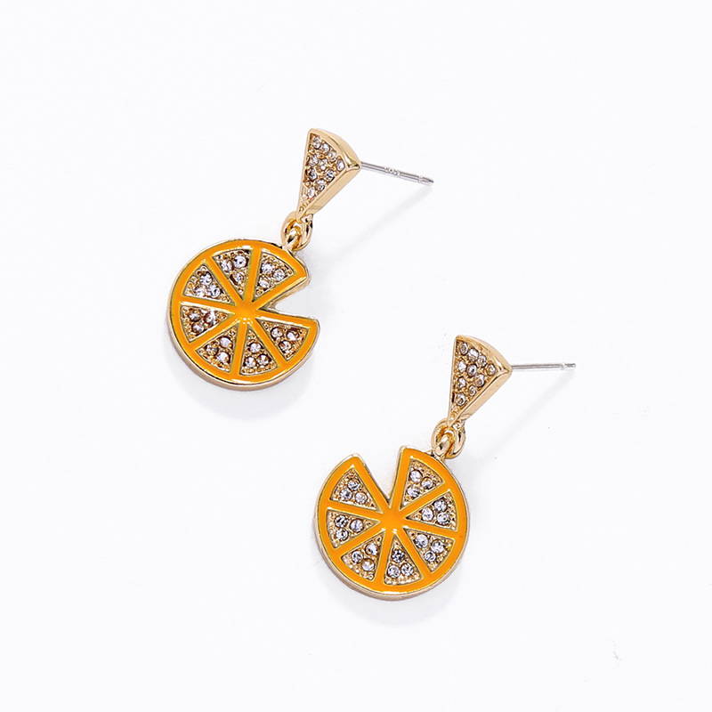 De980181 Creative Citron Boucles D'oreilles Femelle Diamant Banlieue De Tous-boucles D'oreilles Assorties De Mode Conception Sens Internet-célèbre Polyvalent Boucles D'oreilles display picture 7