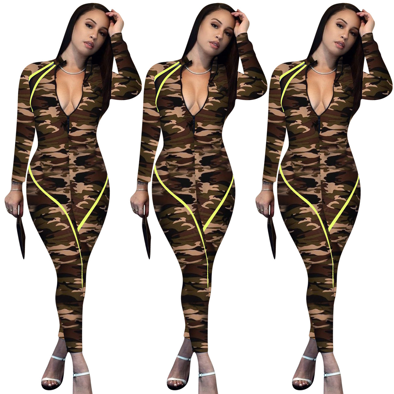 patchwork camouflage jumpsuit