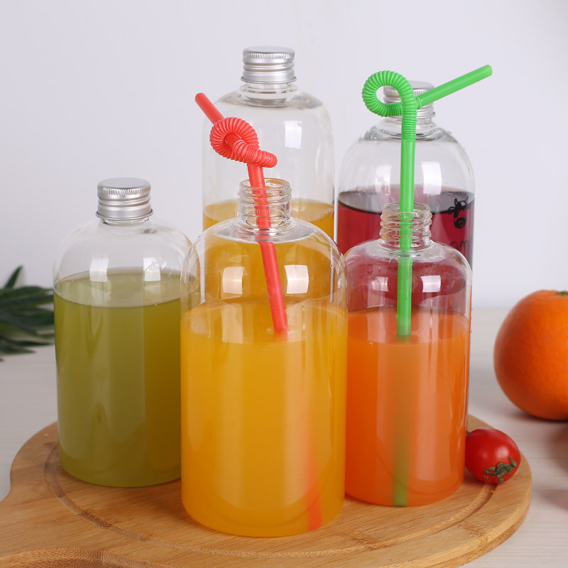 500ML圆肩PET透明果汁饮料瓶 瘦长型