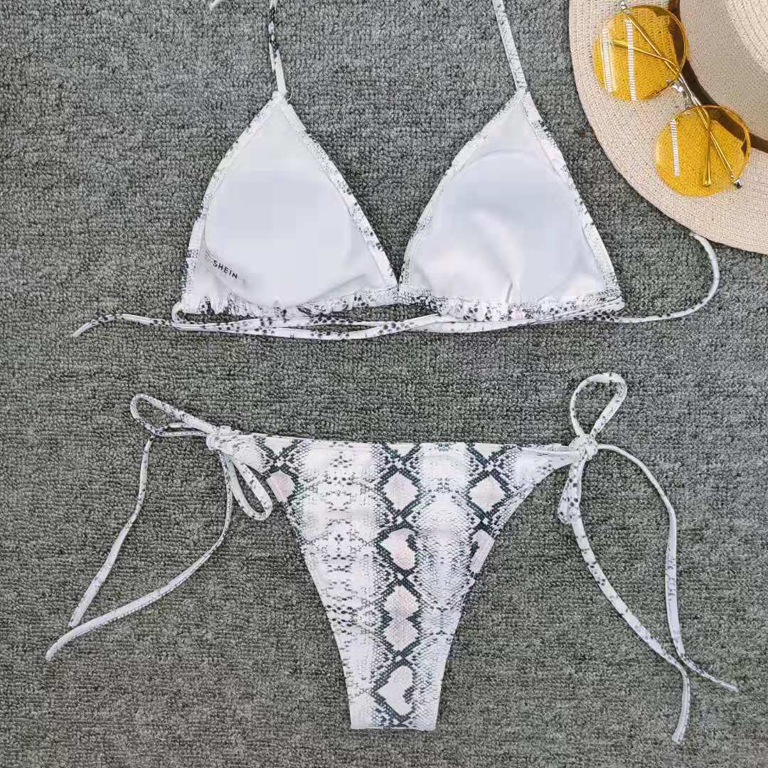 traje de baño sin espalda dividido para mujer bikini estampado sexy NSZO1730