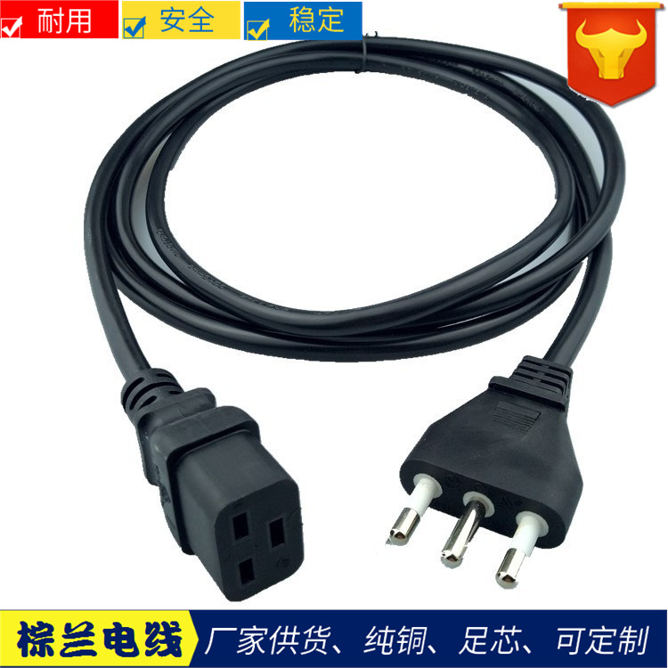 意大利三芯IMQ认证电源插头 意大利三插品字尾延长线