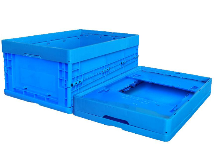 可折叠塑料周转箱 600*400*220  物流箱 超市塑料箱 可带盖收纳箱