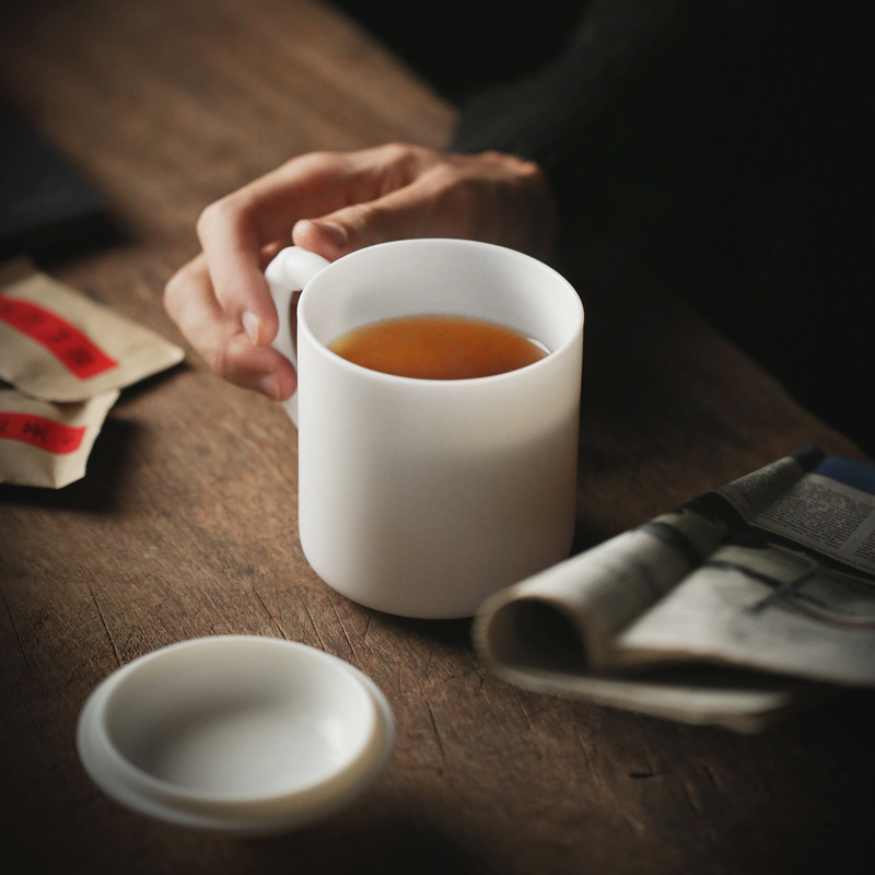 Winjiang dehua porcelana blanca taza de agua Oficina taza de té cerámica regalo de negocios sala de reuniones taza de té Taza de cerámica