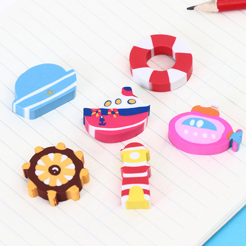 Factory direct sales Korean version of nautical style eraser set DIY children's cartoon stationery eraser