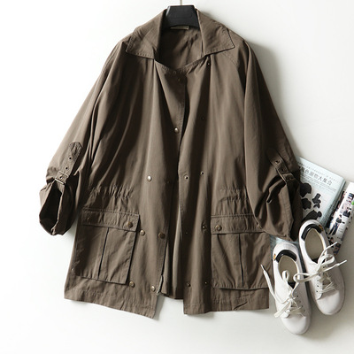 2019 Spring new pattern pocket Temperament models Ladies Mid length version Windbreaker coat wholesale F1-F612039