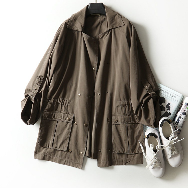 2019 Spring new pattern pocket Temperament models Ladies Mid length version Windbreaker coat wholesale F1-F612039