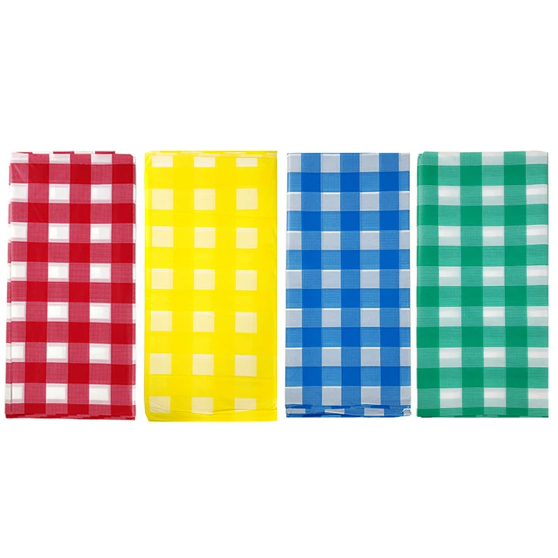 Disposable desktop cloth thick red, yellow, blue and green grid rectangular party party party wedding wedding celebration