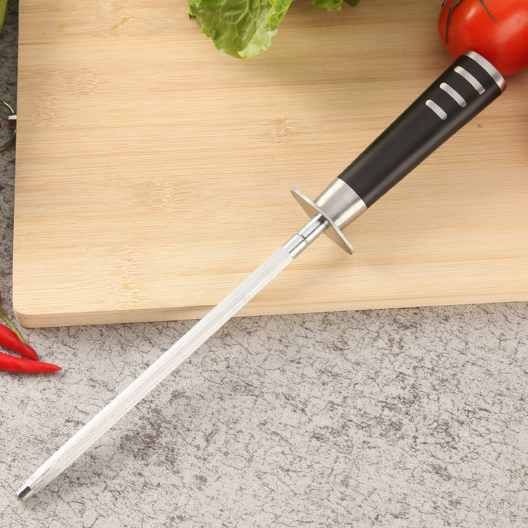 廠家現貨不鏽鋼雙鋼頭實心柄磨刀棒磨刀器屠宰磨刀棍廚房壹件代發