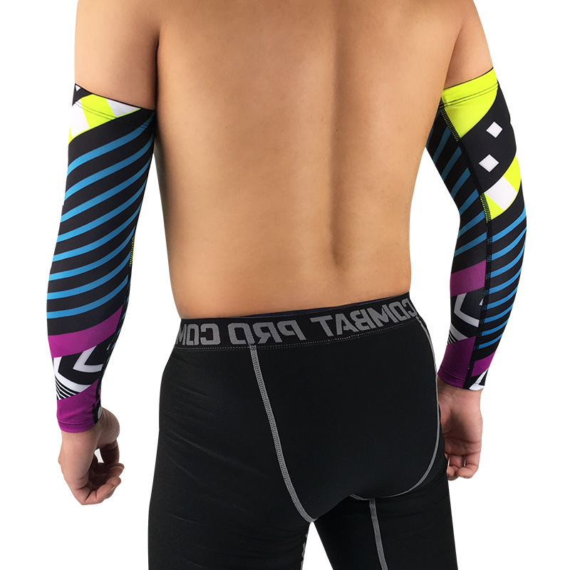 定制夏日冰丝莱卡袖套户外骑行跑步防紫外线防晒冰凉护臂一件代发