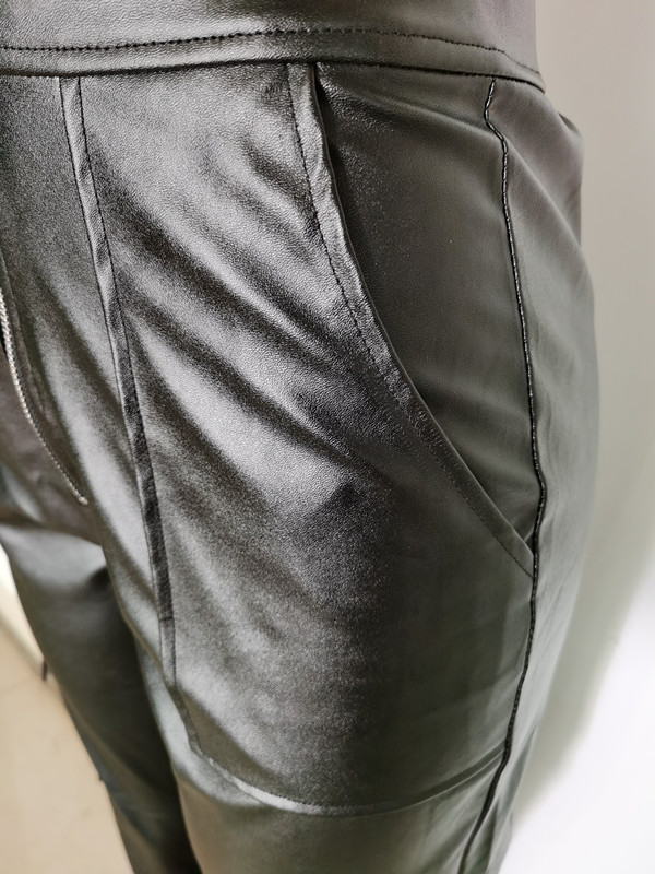 455g Weight Full Length Pants Length Pu Fabric Type Mid Waist Waist Line Jogger Pants Pants Type Micro-Elastic Elasticity Casual Occasion Regular Fit Fit Type Solid Color Pattern Spring, Autumn Season Women's Gender Zipper Design Streetwear Style Women's Casual Streetwear Solid Color Full Length Zipper Jogger Pants 42