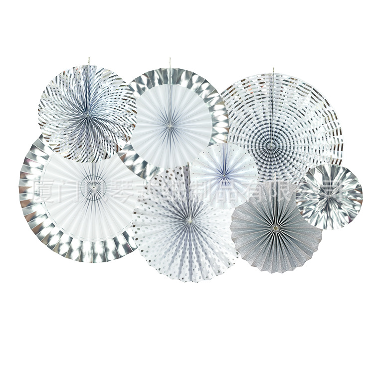 纸扇套装-八支装-银色-银葱粉-750