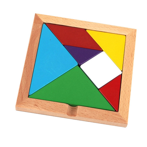 Tangram beech wooden children's early education puzzle development puzzle number shape cognition student toy jigsaw puzzle