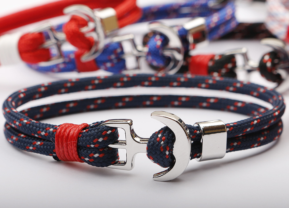 Bracelets Classification Simple Style Anchor Alloy Rope Layered Men's Bracelets Men Cuff & Bangle