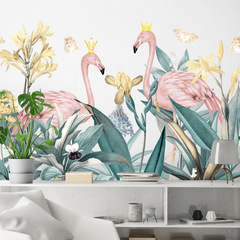 Wall stickers ins style dormitory dormitory living room bedroom skirting tropical leaves flamingo decorative self-adhesive painting heart