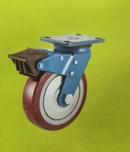 环球8寸载重型双轴承超级尼龙剎车脚轮   8寸重型聚酯脚轮