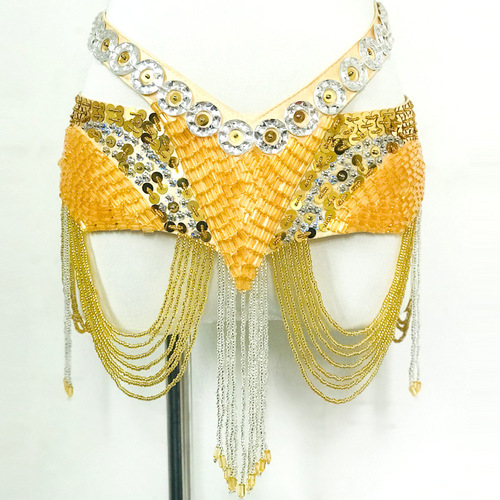New belly dance waist chain performance belt practice clothing girdle Indian dance extended and widened hip scarf