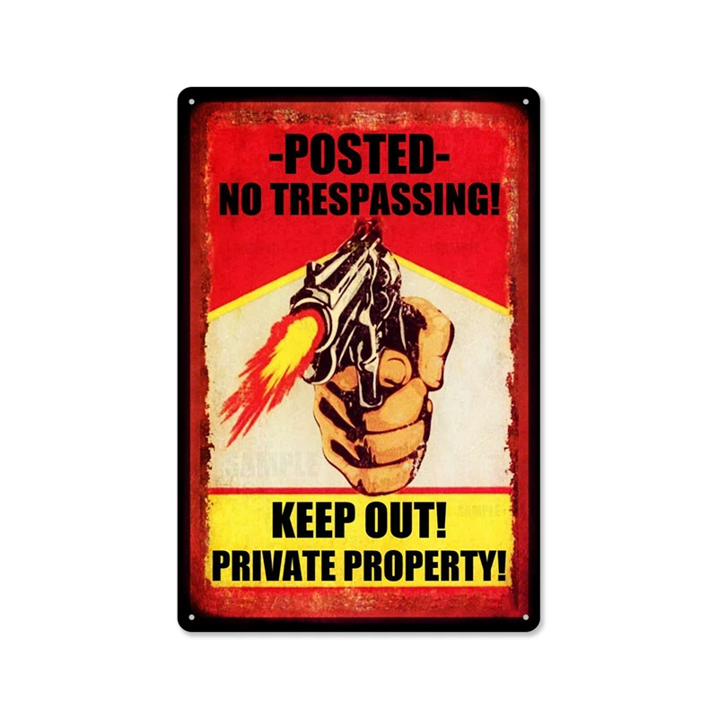 Ретро Баннер No Trespassing, глухая металлическая стена без рамы, 20×30 см в винтажном стиле