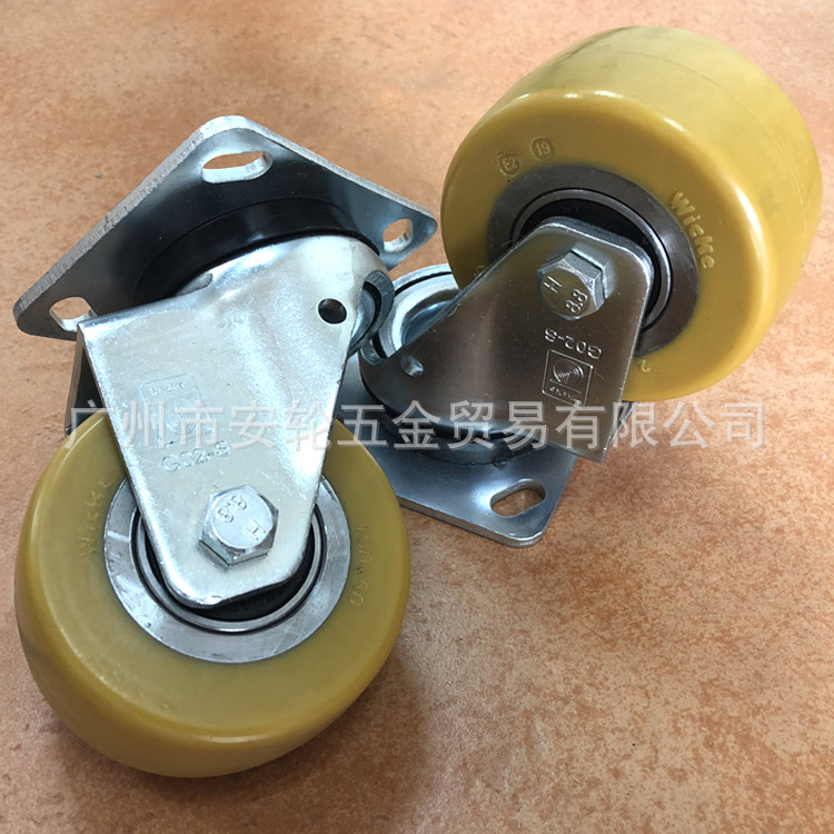德国WICKE威卡脚轮 4寸聚氨酯胎面铝芯100mm万向轮 AGV滑轮507094