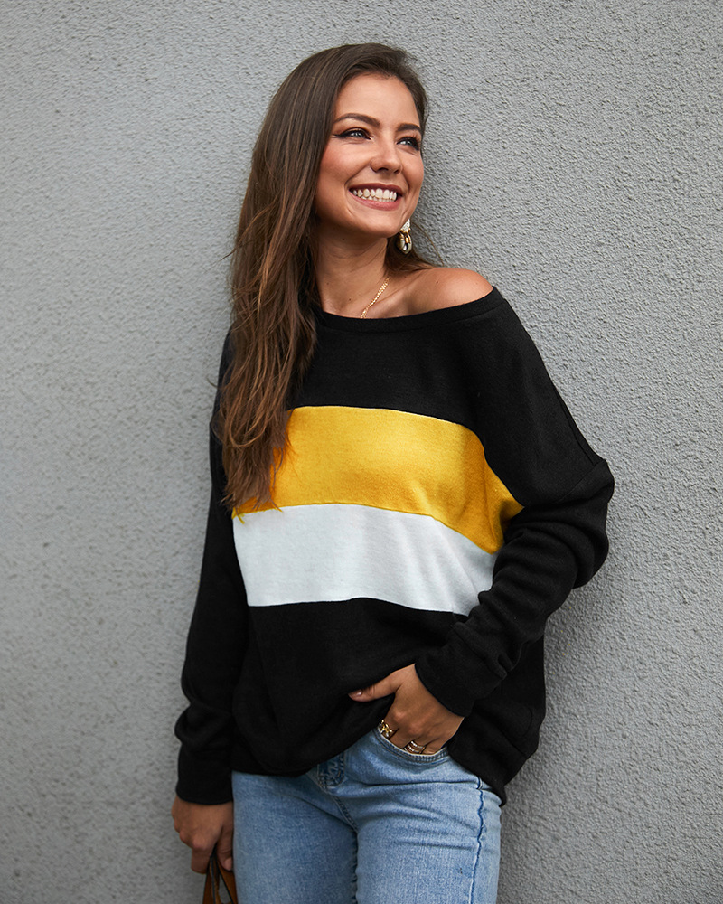 fashion ladies sweater wild striped sweater NSKA8508