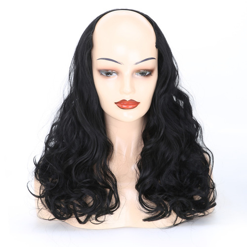 4-clip long curly wig hair extension piece for European and American women, large wave invisible hairpiece, one-piece wig extension piece