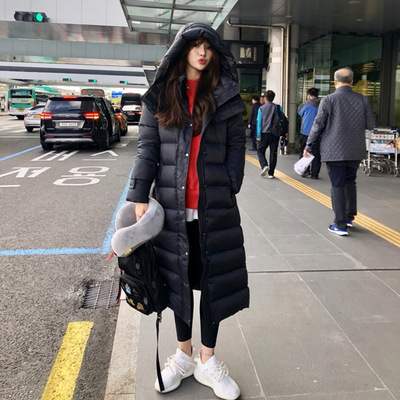 韩版东大门羽绒服女长款冬装2020新款过膝收腰修身加厚白鸭绒外套|ru