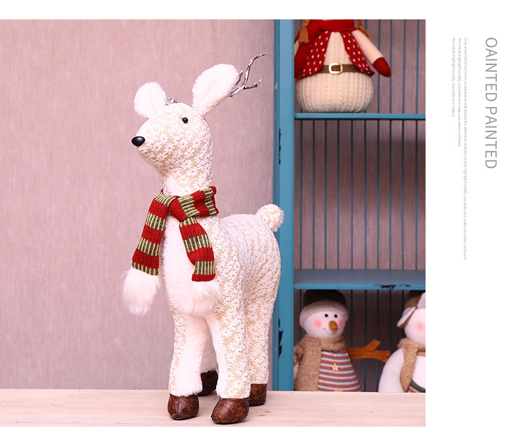 Festliche Weihnachtsdekoration mit Weihnachtsmann und Rentier-Plüschfigur, handgefertigtes Stofftier (Elch), weihnachtliches Geschenk für Kinder und Erwachsene_voghion.com