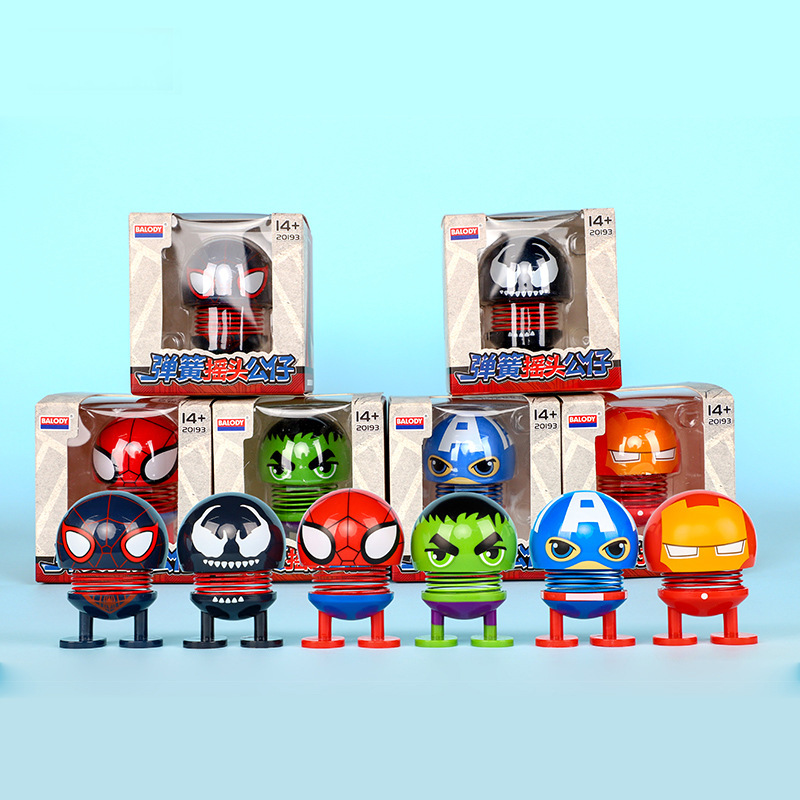 抖音同款车内摇摆饰品笑脸弹簧仔摇头表情公仔创意表情包弹簧超人