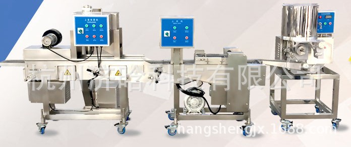 调理食品成型机,上浆机,上粉机,上面包屑机,油炸生产线