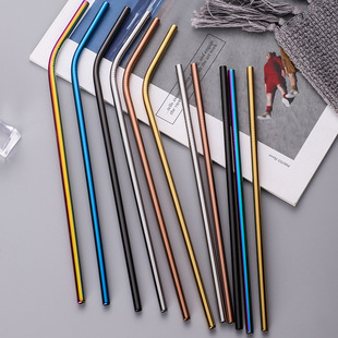 Food Grade 304 stainless steel straw PVD titanium color Metal beverage coffee milk tea straw factory custom