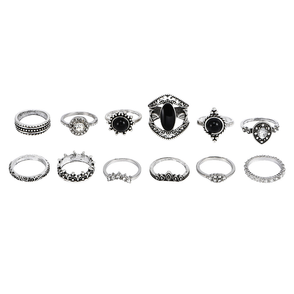 Bohemian Full Diamond Silver Ring Set display picture 2