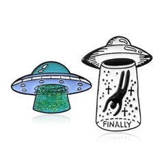 創意神秘外星飛船外星人滴油胸針 Finally歐美創意新品徽章飾品