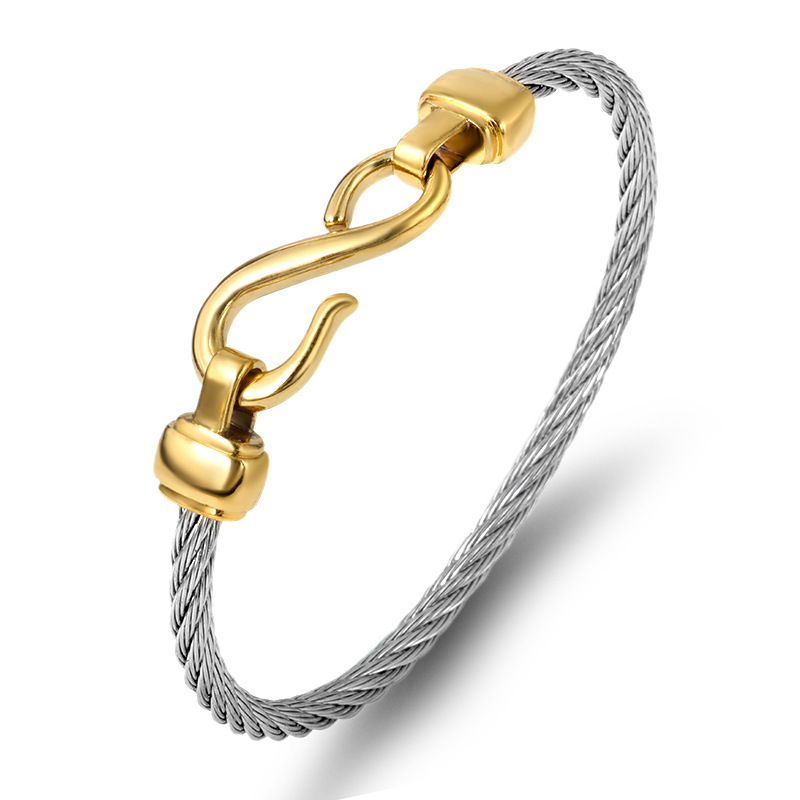 Daily Occasion 304 Stainless Steel Material Simple Style Color Block Stainless Steel Plating Vacuum Plating Men's Bangle Men Cuff & Bangle