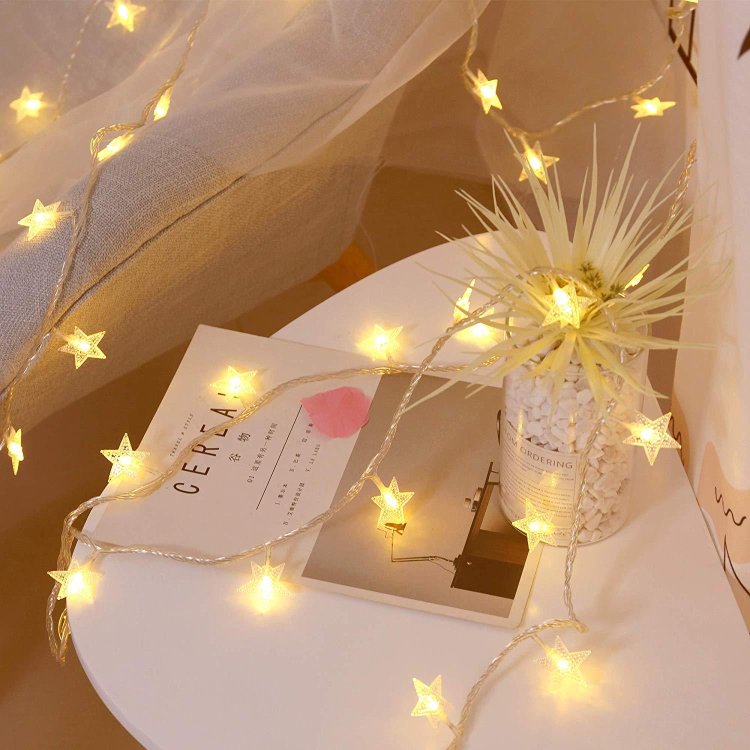 Celebridad de Internet LED estrella luz cadena luz estrellada estrella de cinco puntas batería luz intermitente Navidad vacaciones habitación luz decorativa