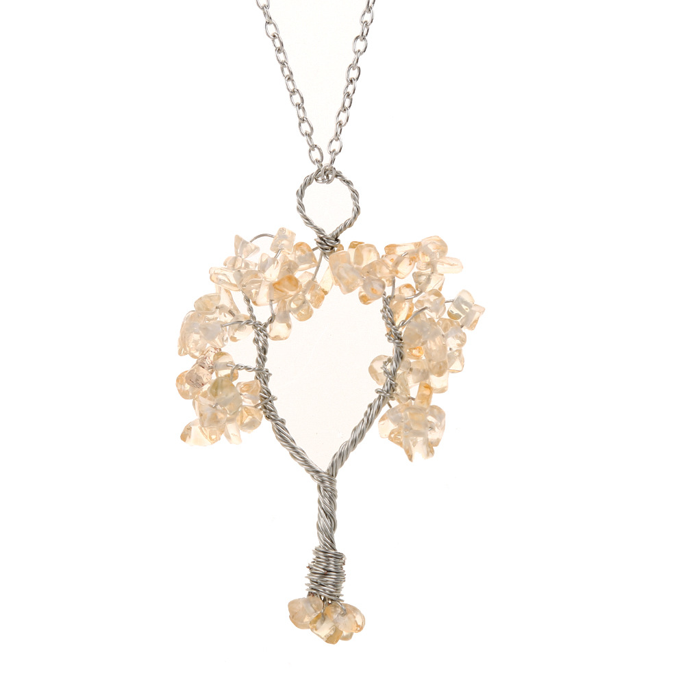 Fashion Tree Alloy Plating Natural Stone Pendant Necklace 1 Piece