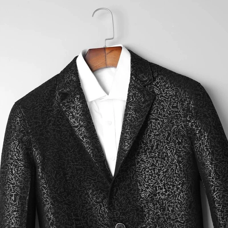 Пиджак мужской из натуральной кожи, slim fit, осень, черный, размеры M–XXXXL