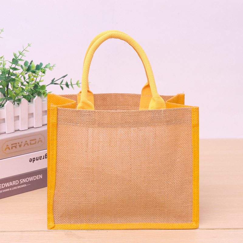 Manufacturers make environmentally friendly portable jute bags advertising linen portable shopping bags color printing spinning linen bags