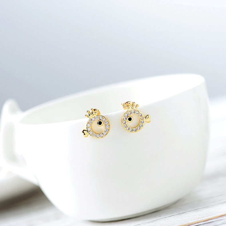 S925 Small Fish Zircon Color And Simple Fashion Earrings Earrings display picture 3