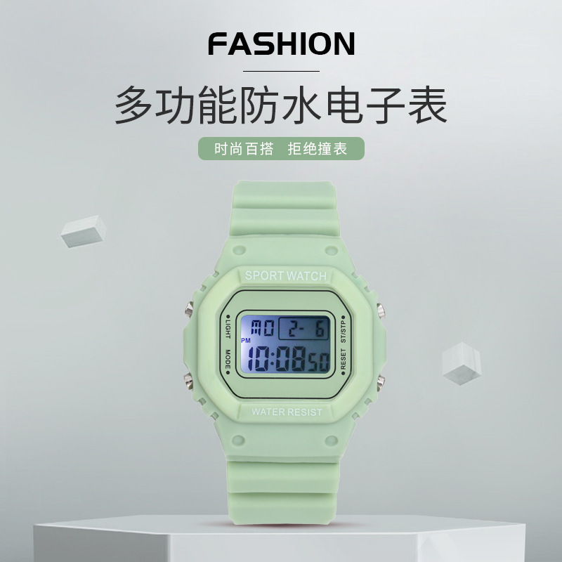 抹茶綠小方塊表防水網紅抖音小方表方形款簡約學生森女小清新手表