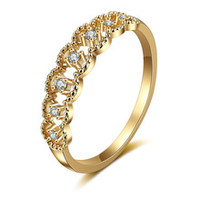 外贸热销小清新精致日系轻奢镀14K金戒指蕾丝复古风钻石镀金戒指