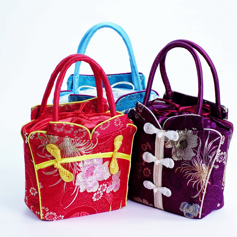 中式古典礼品包物丝绸锦缎面手提包袋儿刺绣花布艺小包装复古国风