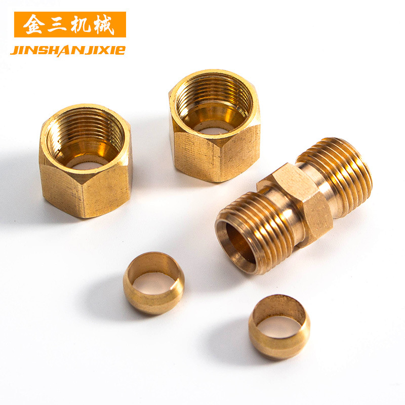 全铜外丝卡套接头铜管卡箍接头外牙单接头太阳能卡套接头弯头螺纹