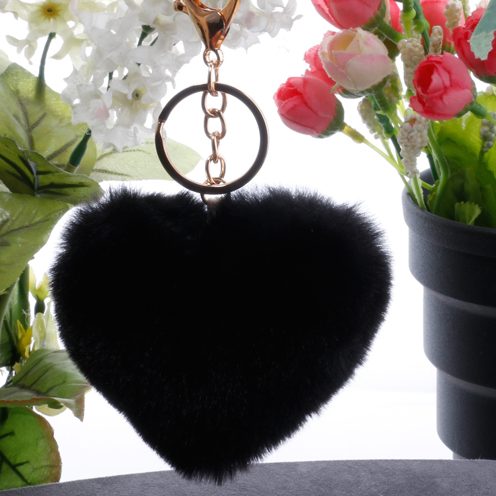 20g Weight Keychain Classification Plush, Metal Material Peach, Heart Pattern Unisex Gender Grey, Pink, Red, Green, Yellow, Black Color Peach Heart Keychain Plush Metal Unisex Keychain 6