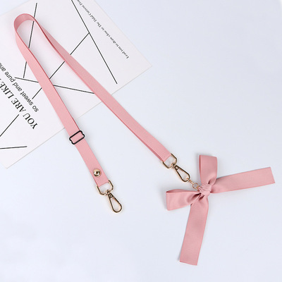 女款通用純色蝴蝶結斜挎手機挂繩簡約個性包包肩帶可調節背帶窄