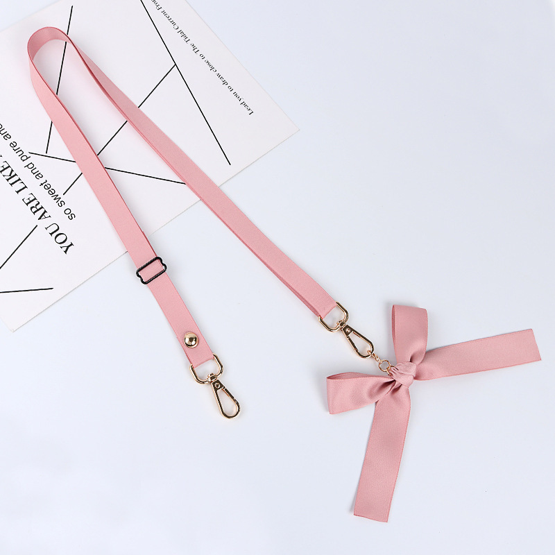 女款通用純色蝴蝶結斜挎手機挂繩簡約個性包包肩帶可調節背帶窄