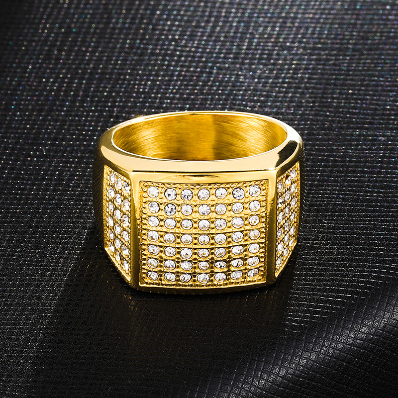 Nihaojewelry Mode Géométrique Plein Diamant Bague En Acier Inoxydable Bijoux En Gros display picture 5